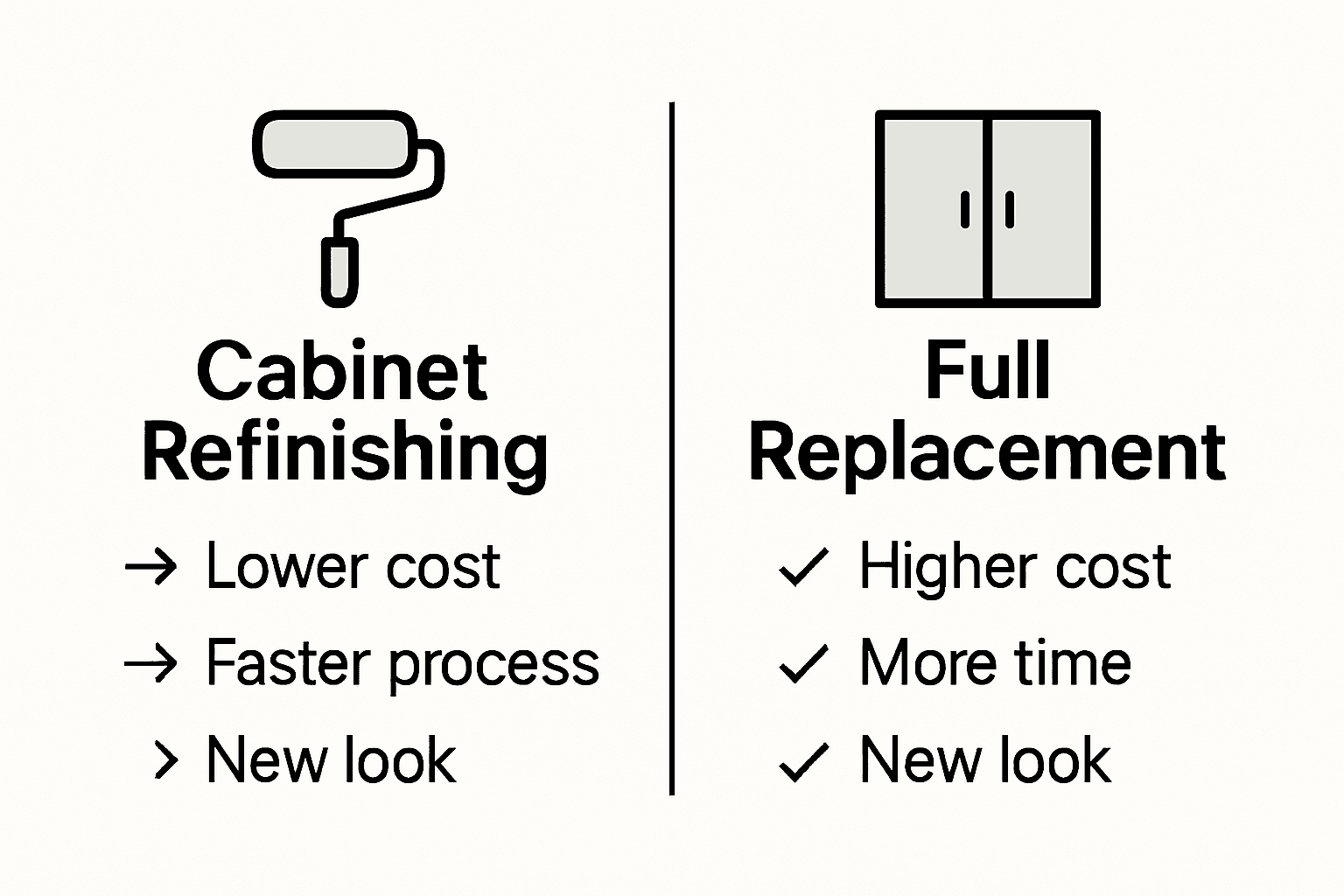 Infographic comparing refinishing vs. replacement