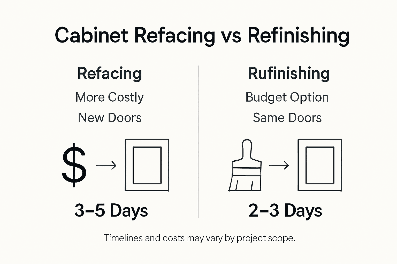 Infographic comparing refacing and refinishing costs