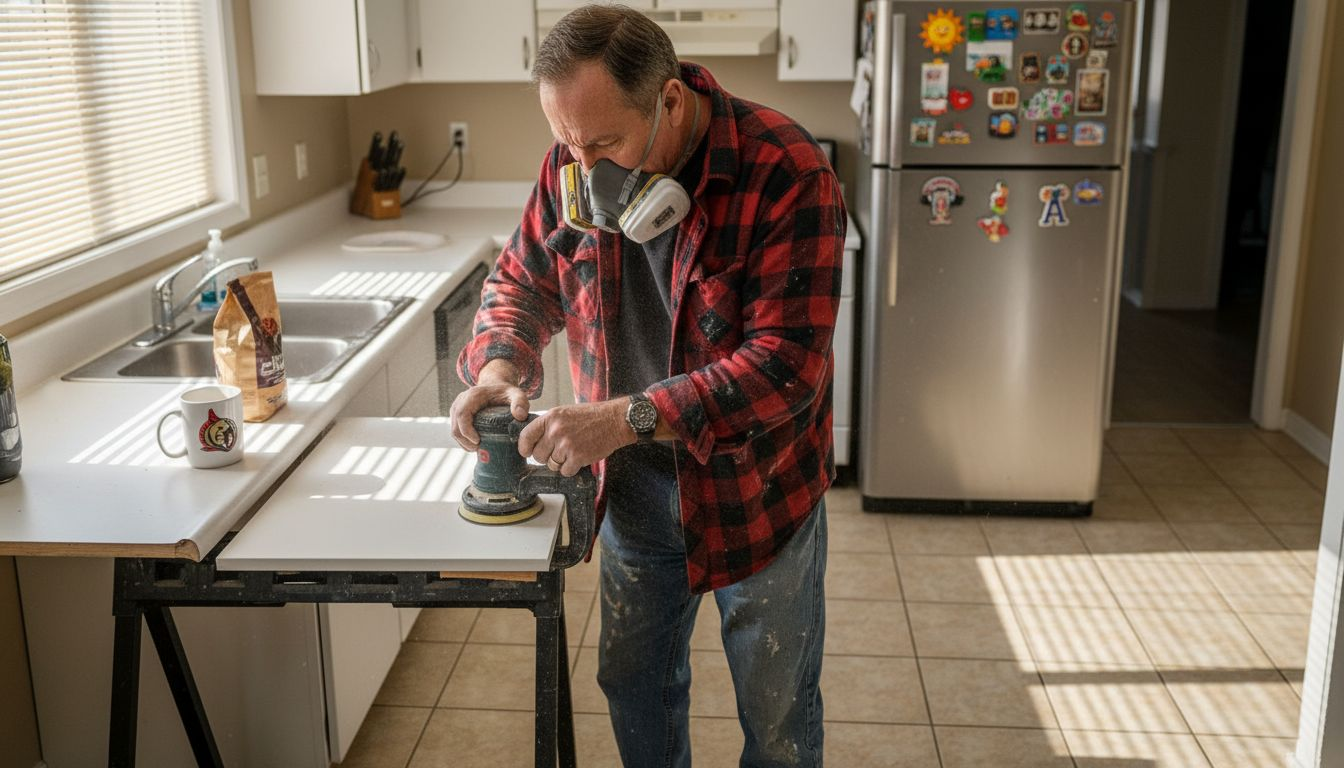 Contractor refinishing Ottawa kitchen cabinets
