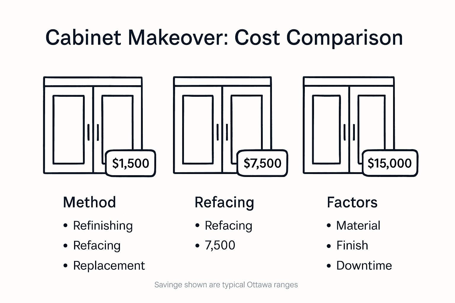 Infographic comparing Ottawa cabinet makeover costs