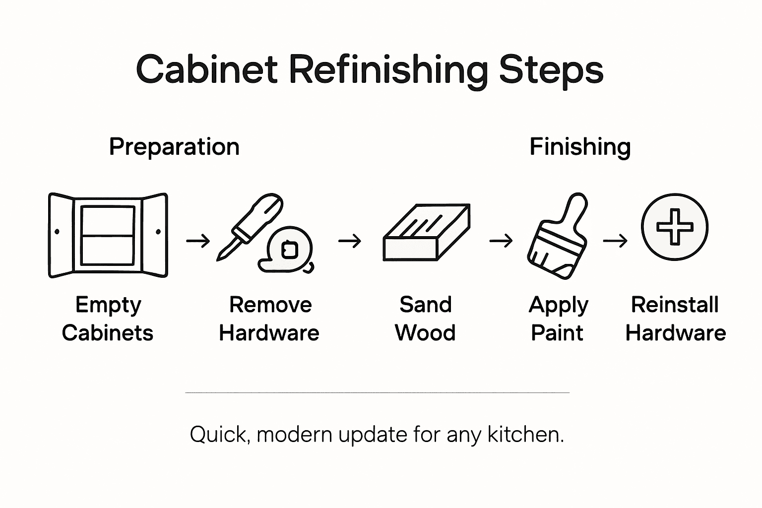 Infographic showing cabinet refinishing steps overview