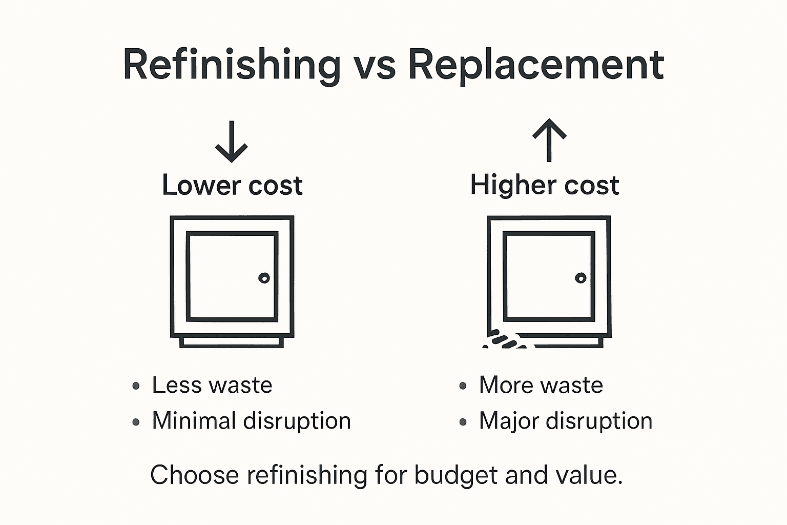 Infographic comparing refinishing versus replacement