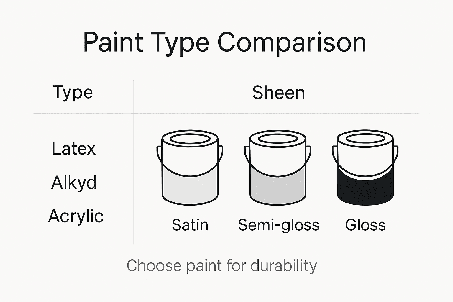 Infographic comparing kitchen cabinet paint types