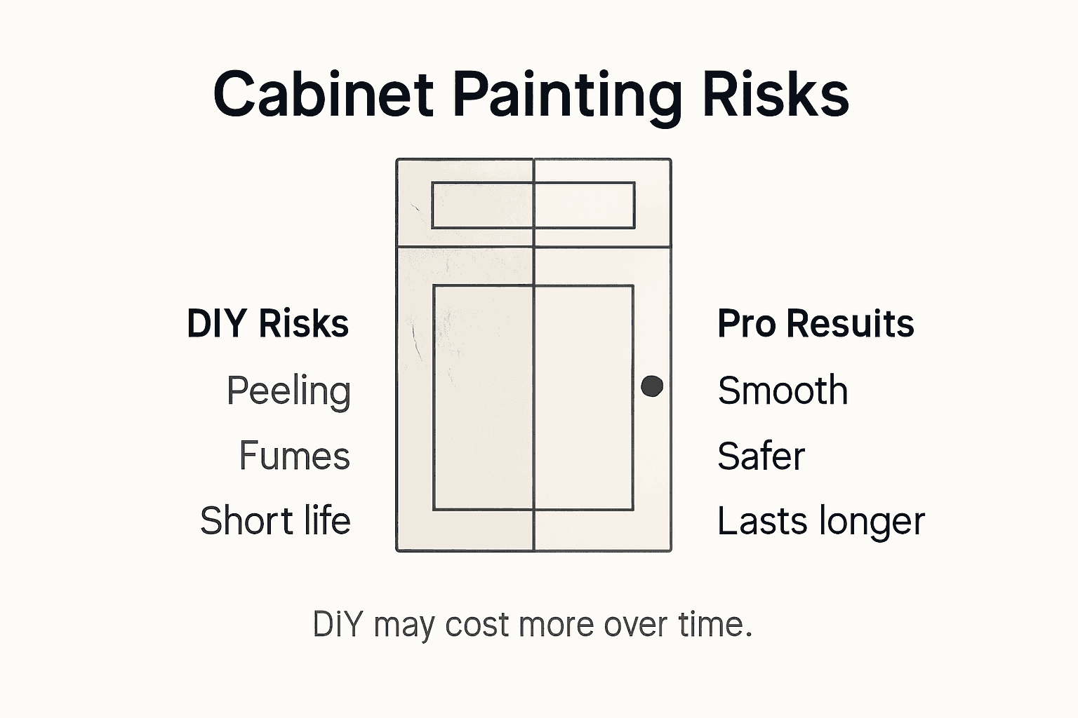 Infographic showing cabinet painting risks and outcomes