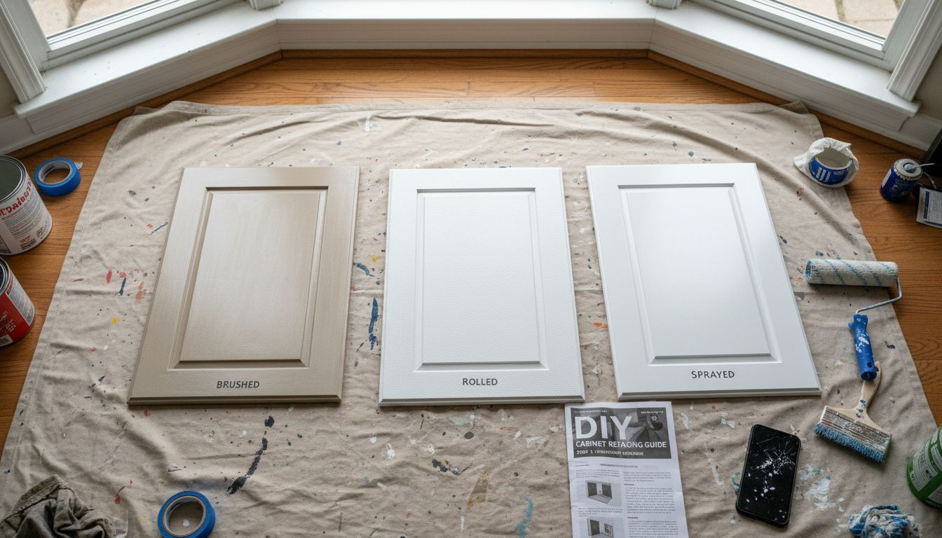 Cabinet doors showing painted technique differences