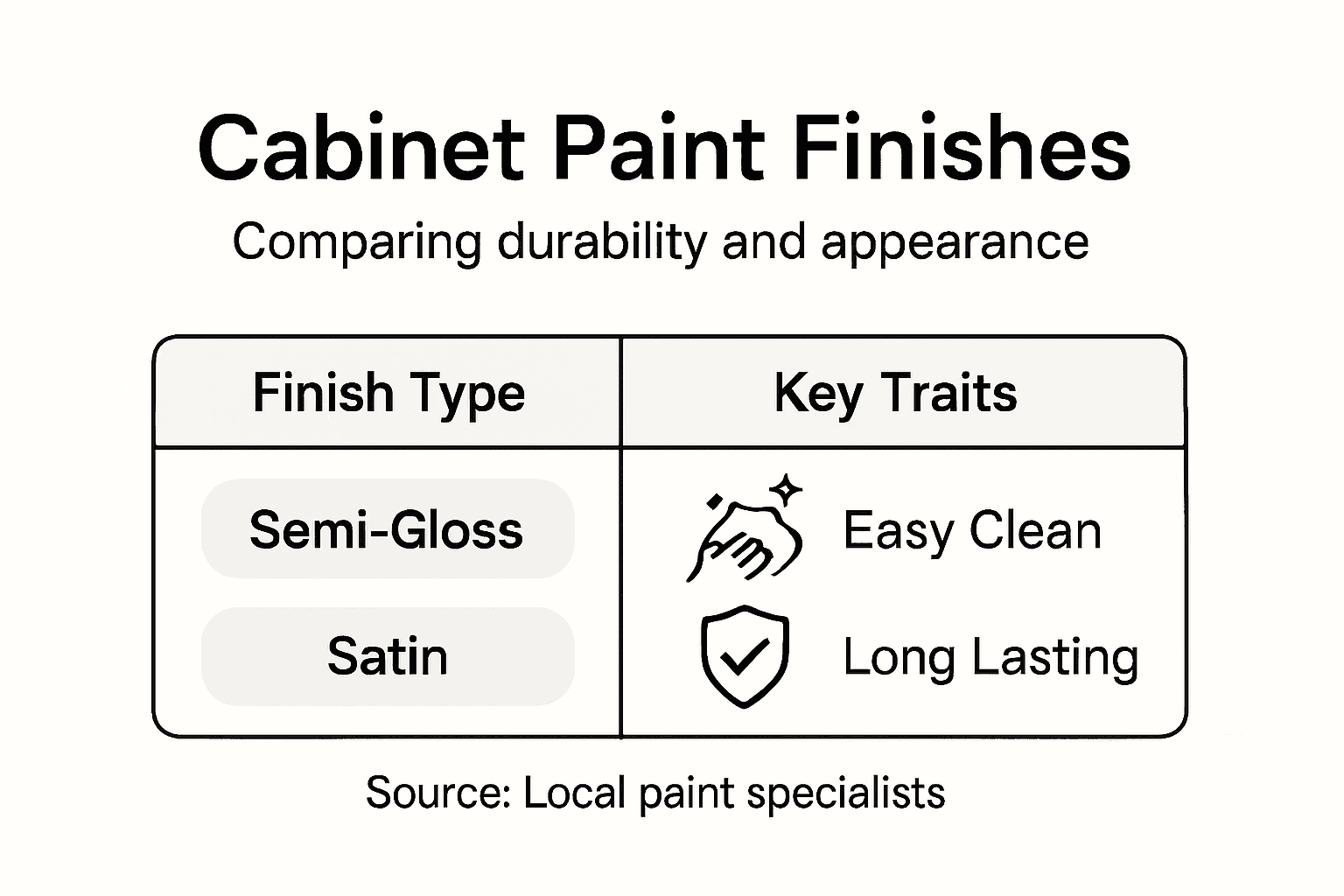 Infographic comparing cabinet paint finish types