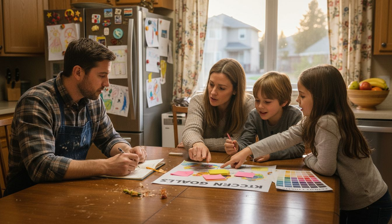 Family meeting to set kitchen goals together