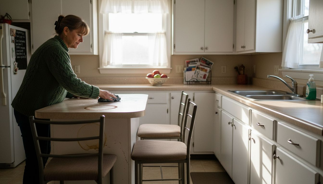 Ottawa homeowner cleaning updated kitchen cabinets
