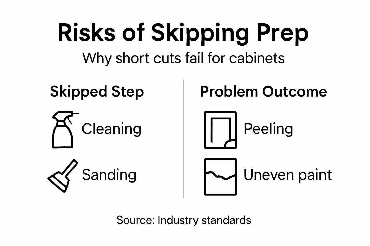 Infographic showing risks of skipping cabinet prep