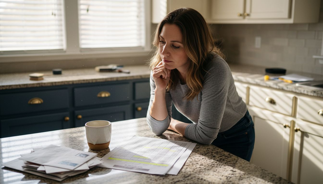 Homeowner comparing kitchen restoration quotes