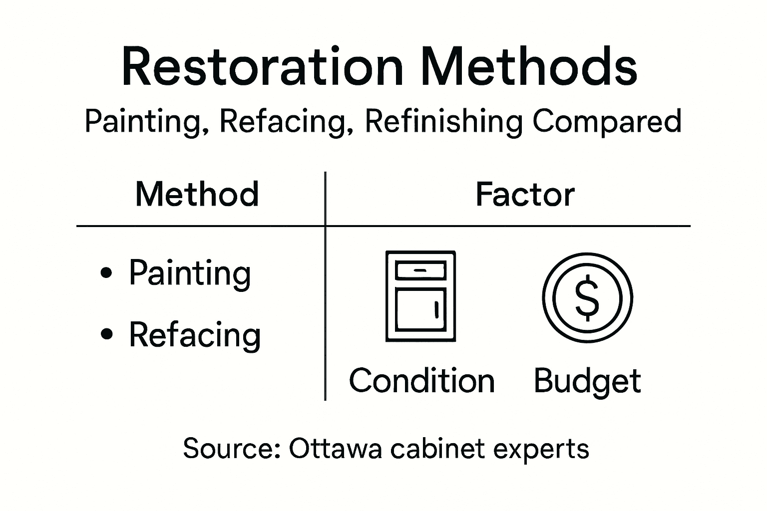 Infographic comparing restoration methods and factors