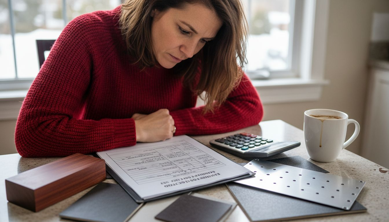 Homeowner comparing cabinet material costs