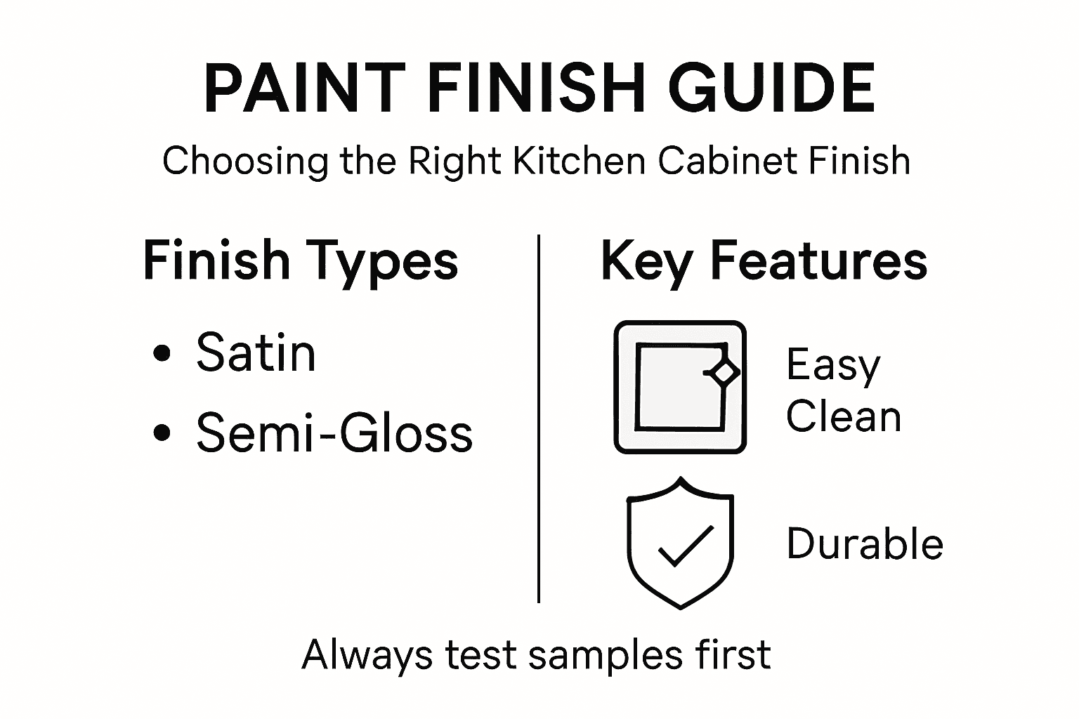 Infographic showing kitchen paint finish types