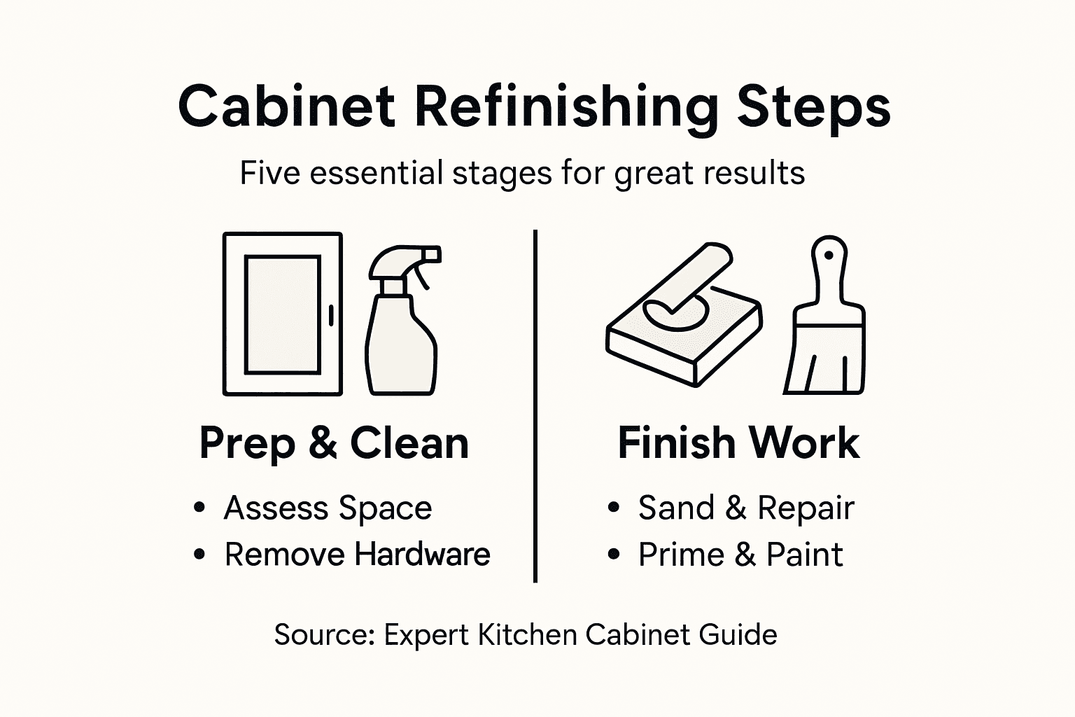 Infographic outlining cabinet refinishing steps