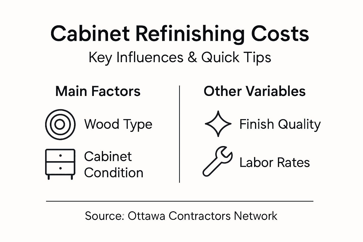 Infographic showing cabinet refinishing cost factors