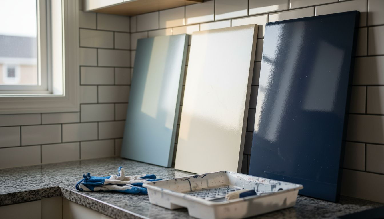 Comparing different sheen finishes on kitchen cabinet doors