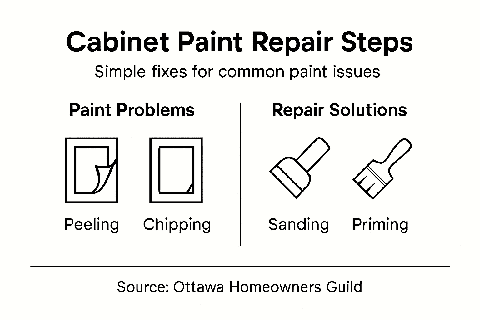 Infographic with paint problems and repair solutions