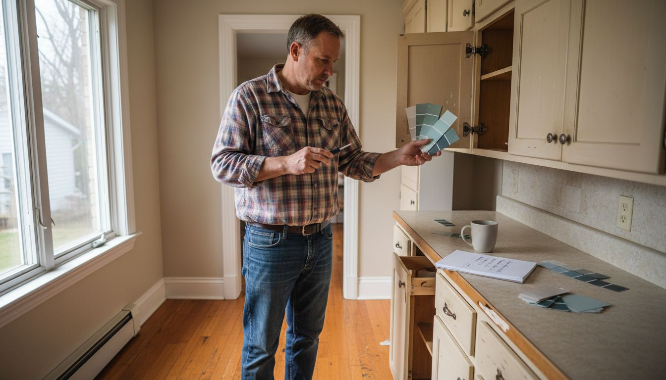 Ottawa homeowner examines kitchen cabinets