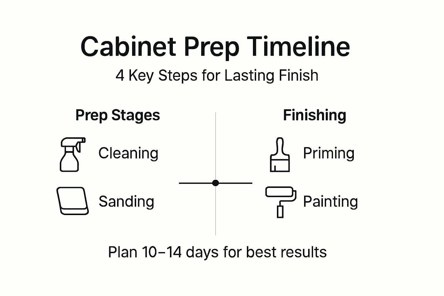 Infographic showing cabinet prep timeline and steps