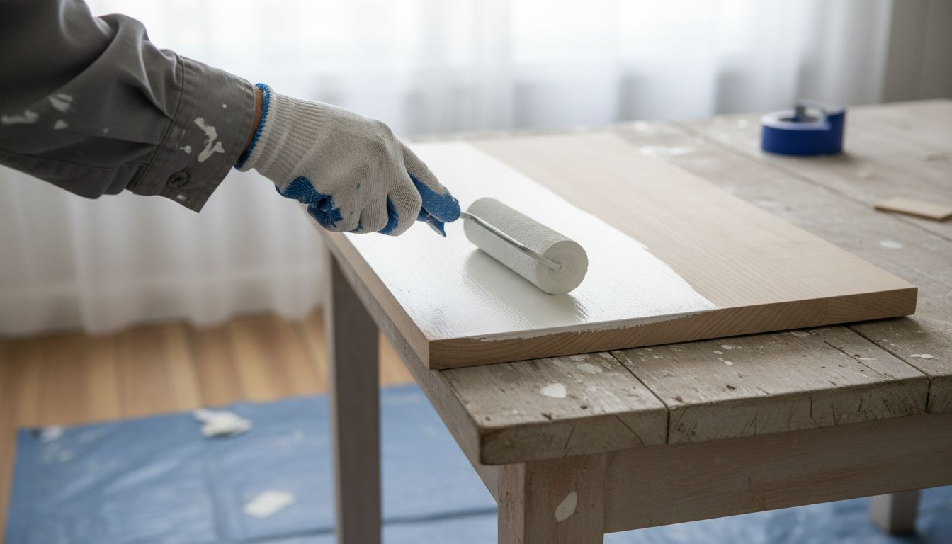 Close-up cabinet primer application process