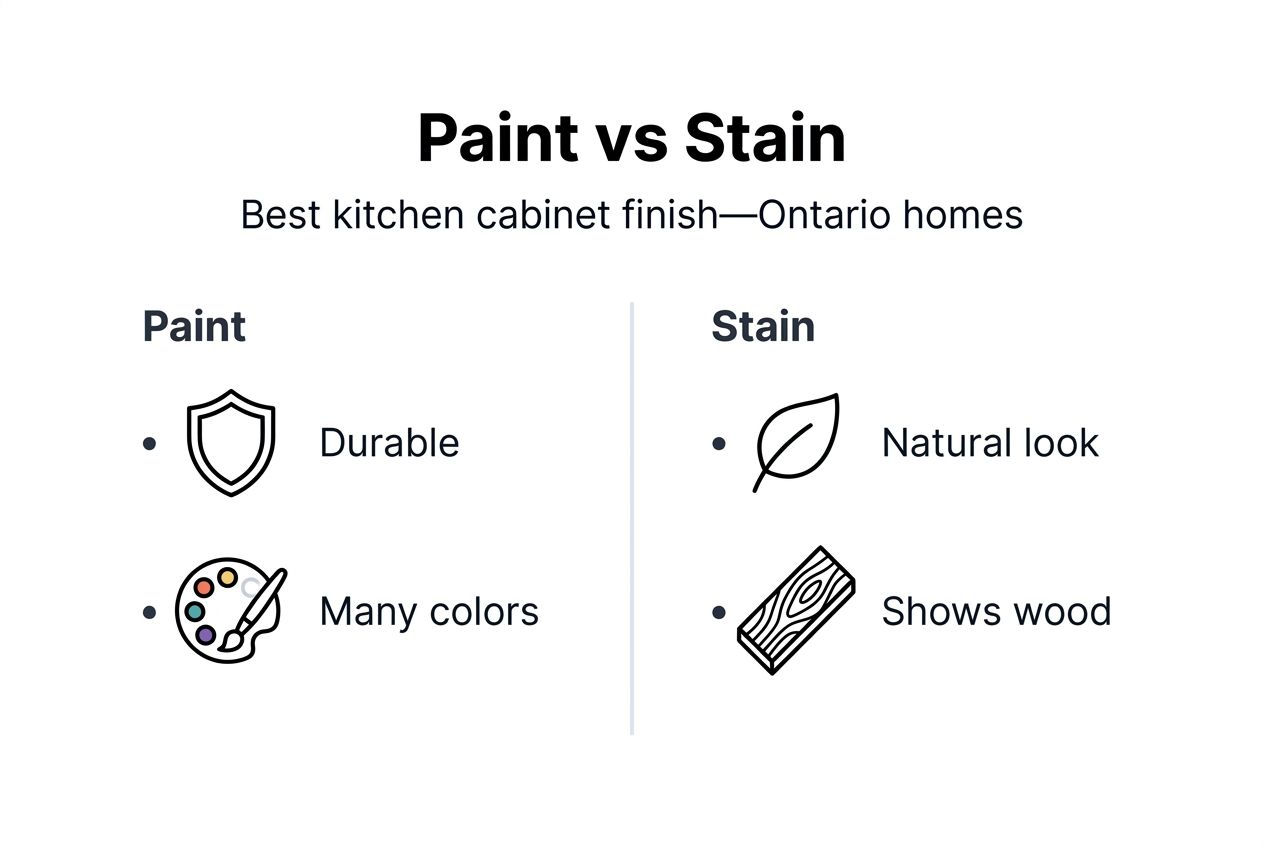 Infographic comparing paint to stain for cabinets