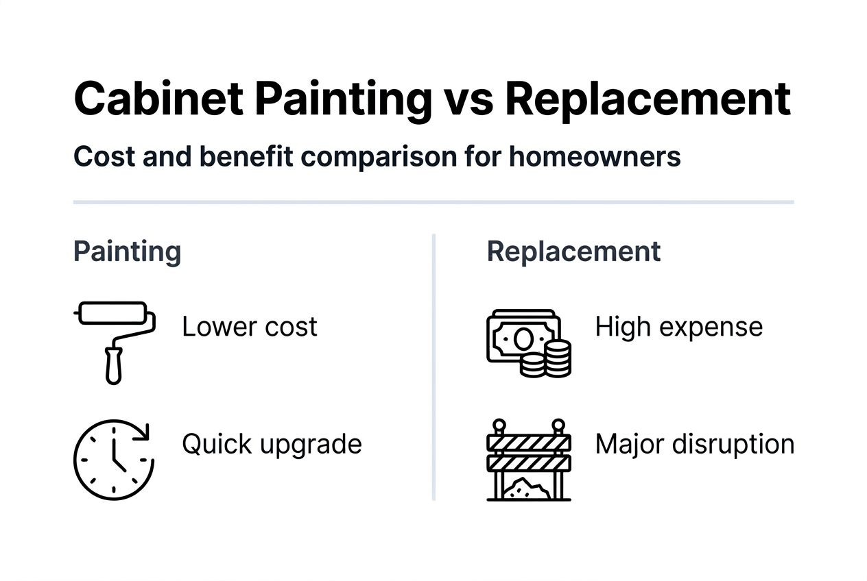 Infographic comparing kitchen painting and replacement