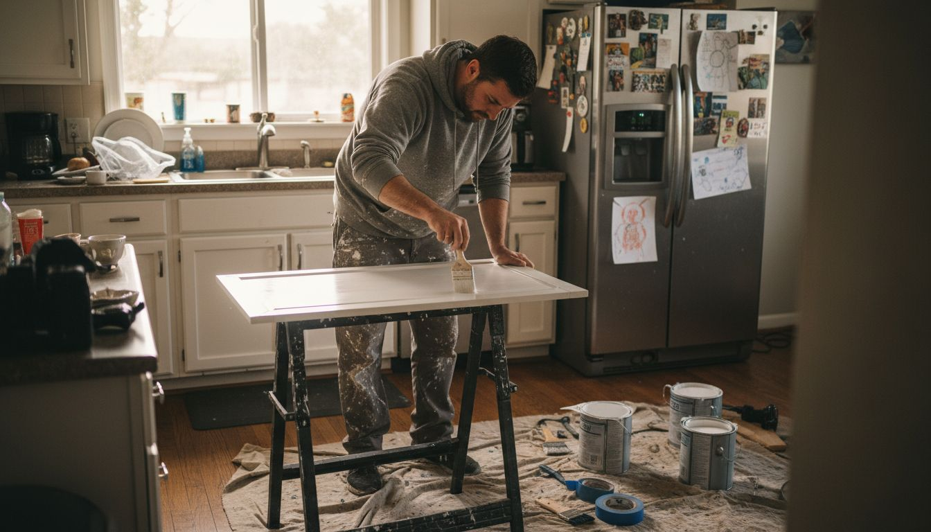 Cabinet painter working in Ottawa family kitchen