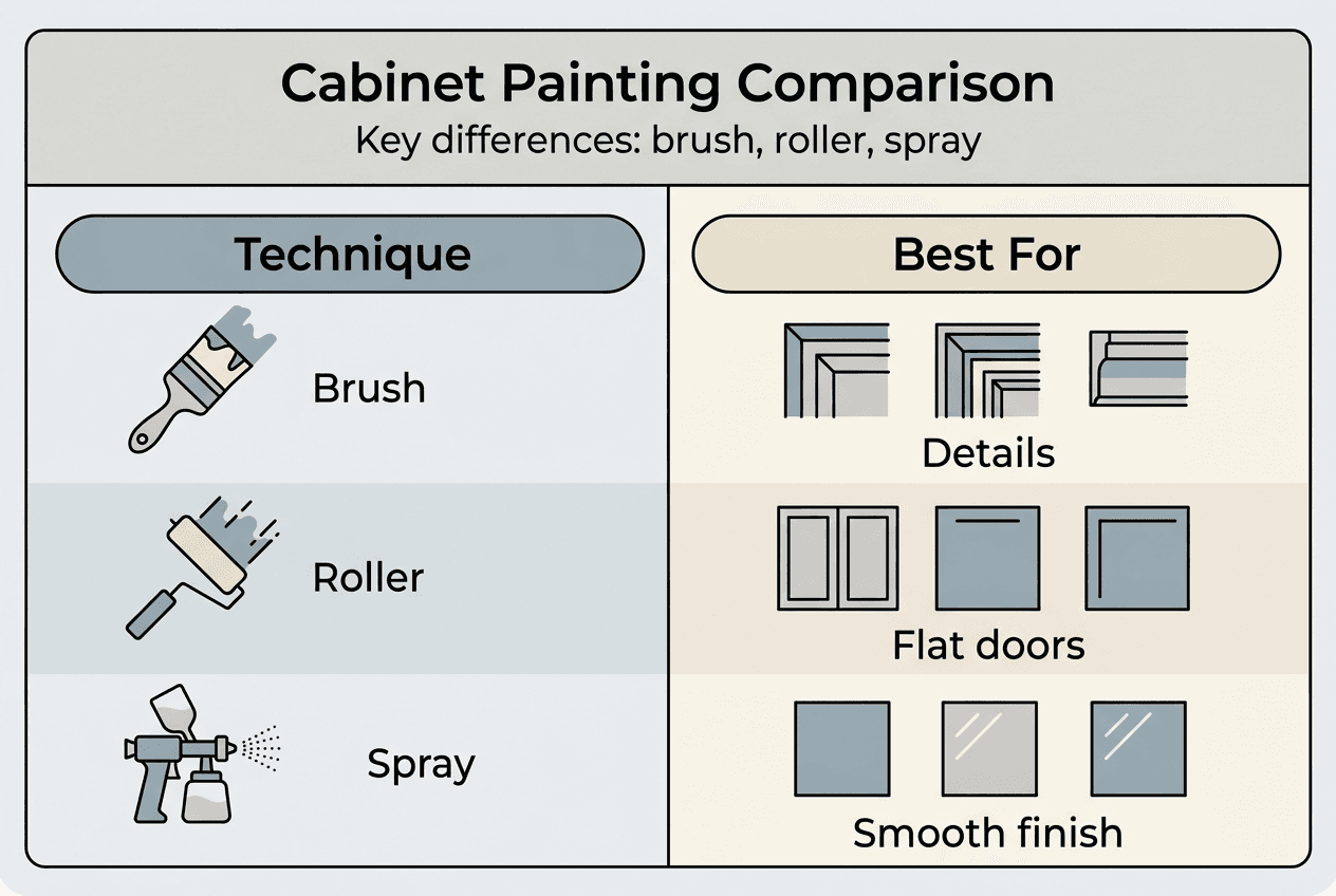 Infographic comparing cabinet painting techniques