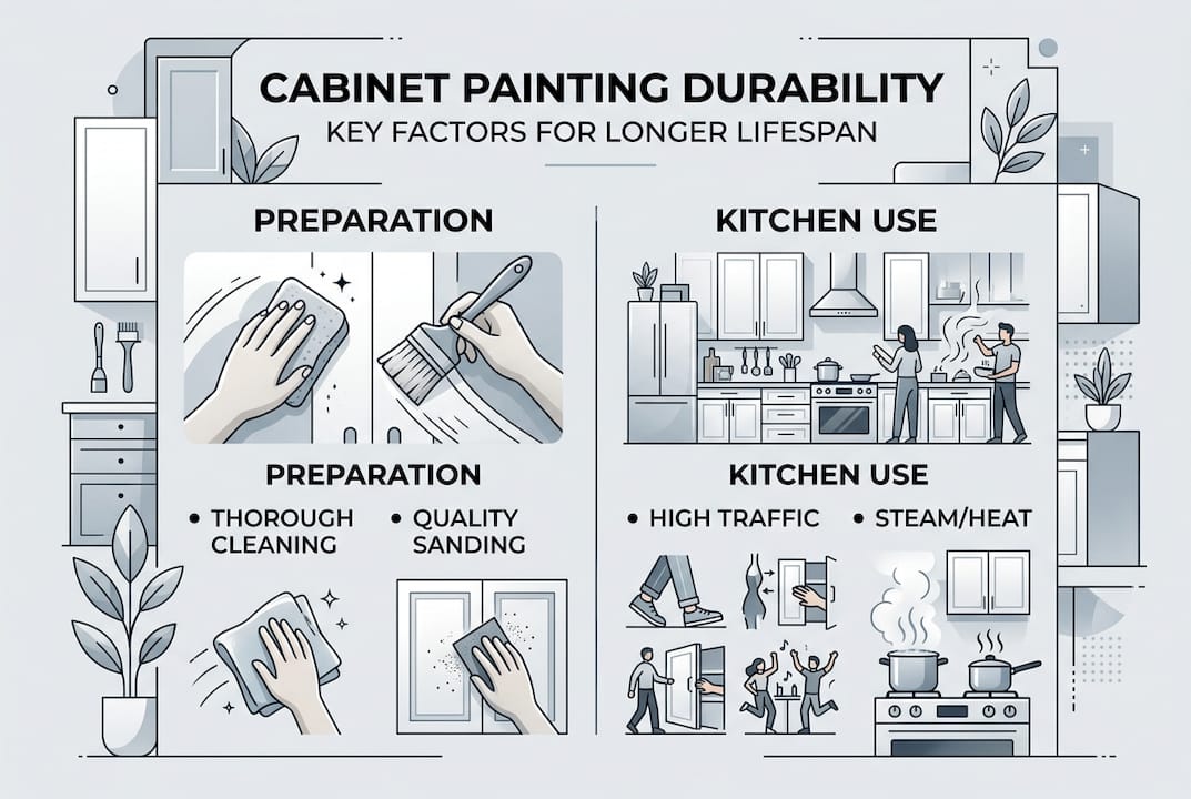 Infographic with cabinet paint durability factors