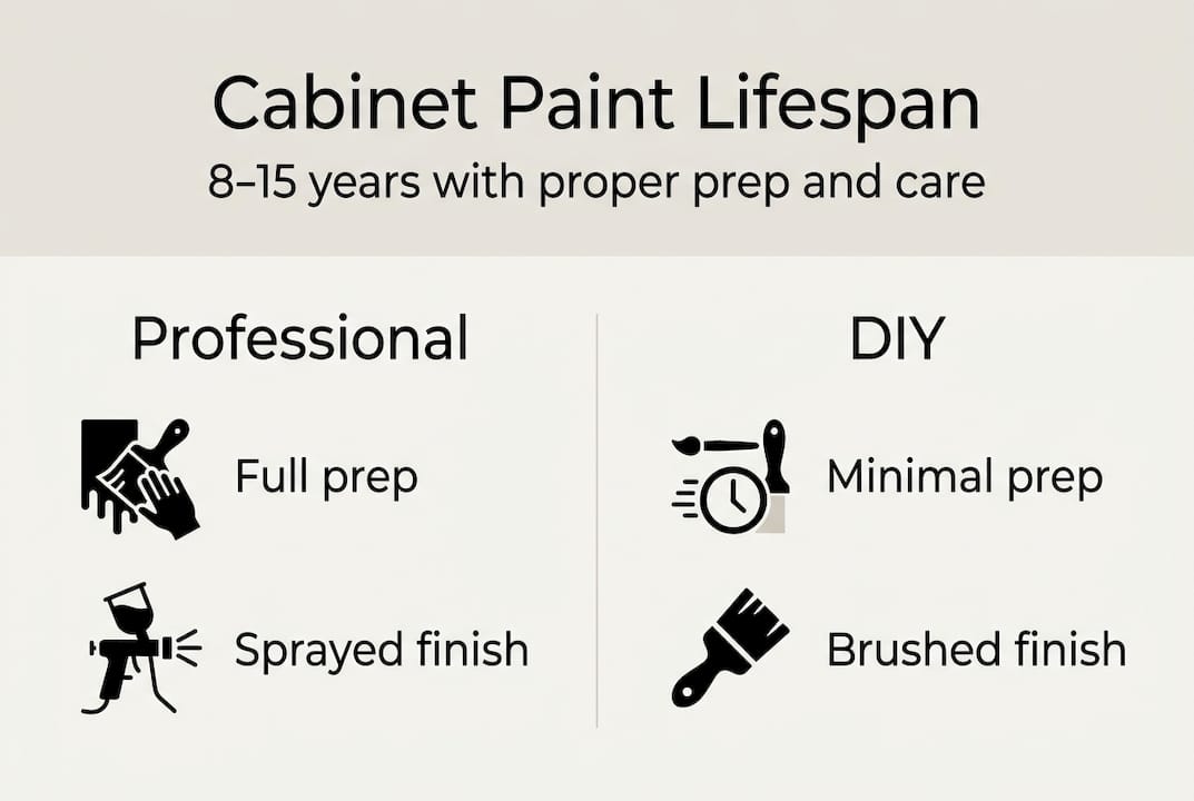 Infographic comparing pro and DIY cabinet painting