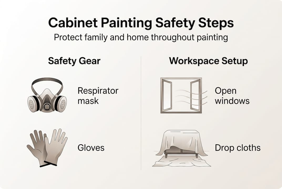 Infographic with cabinet safety steps and tools