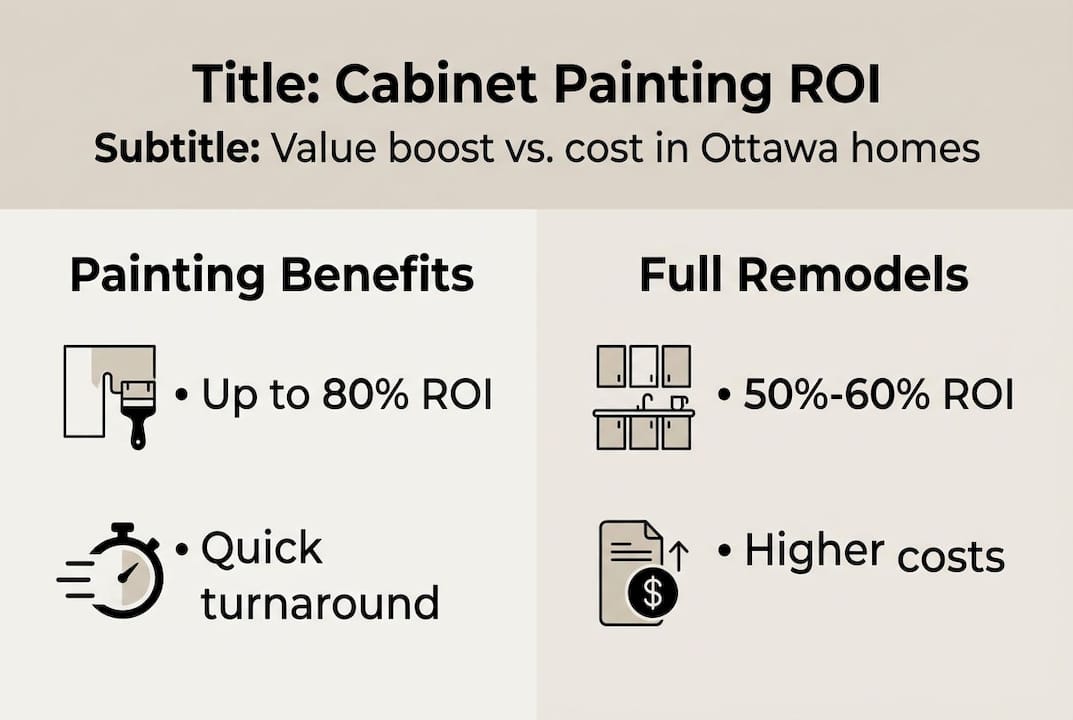 Infographic comparing cabinet painting and remodeling ROI