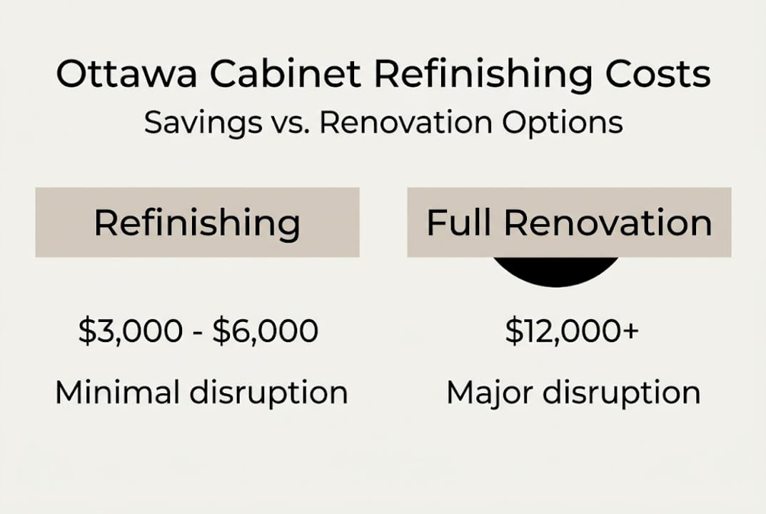 Infographic comparing Ottawa cabinet refinishing costs