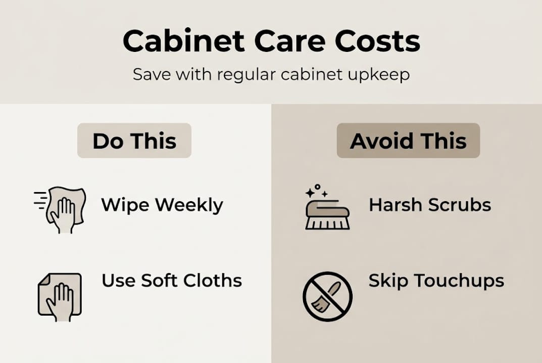 Infographic on care habits and cost risk for cabinets