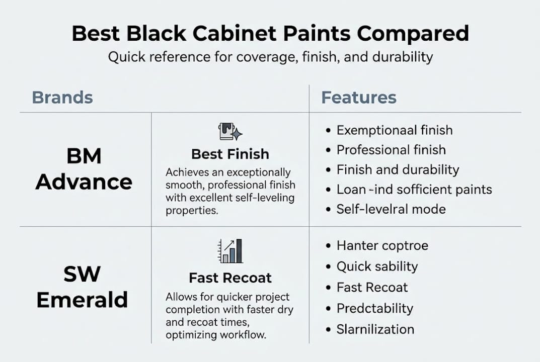 Infographic comparing top black cabinet paints
