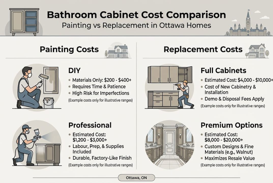 Infographic comparing cabinet painting and replacement