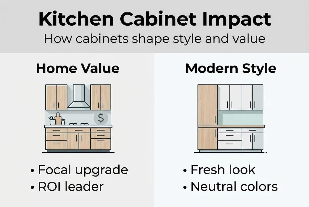 Infographic showing kitchen cabinet style and value