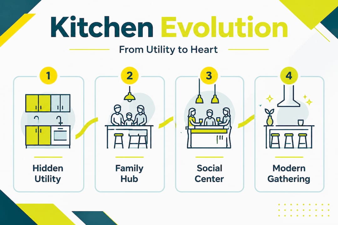 Infographic showing kitchen evolution timeline