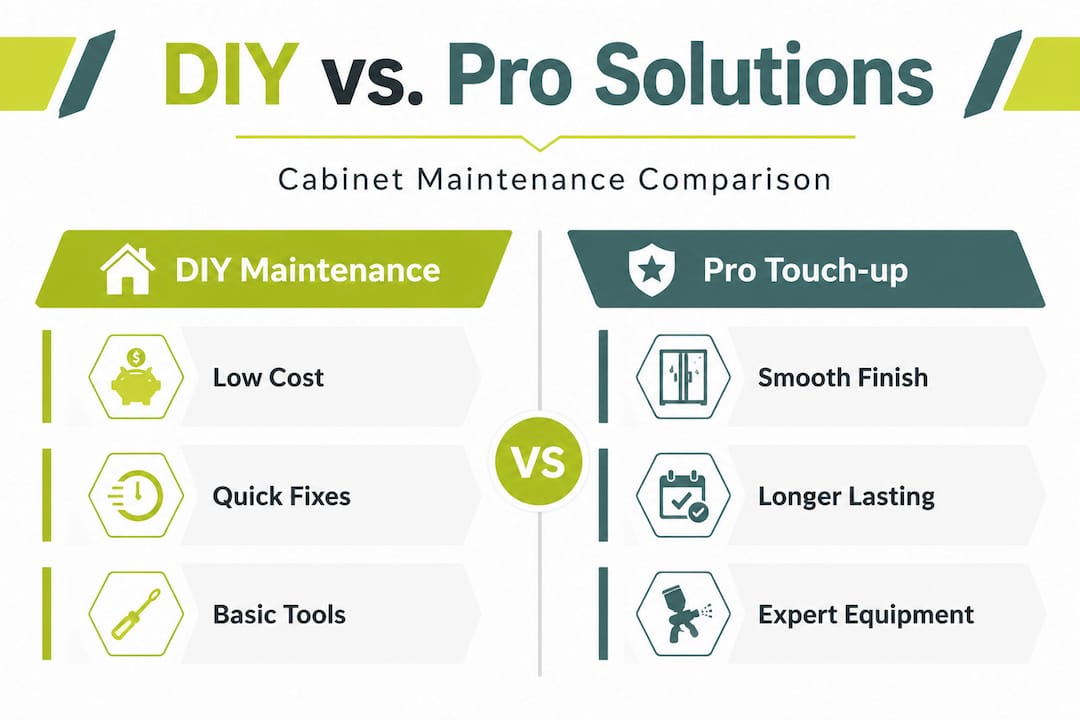 Infographic comparing DIY and professional cabinet care