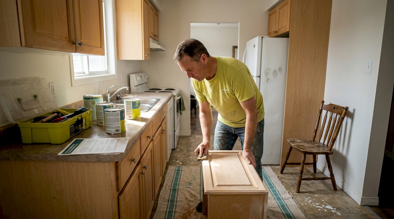 Homeowner prepping Ottawa kitchen cabinets