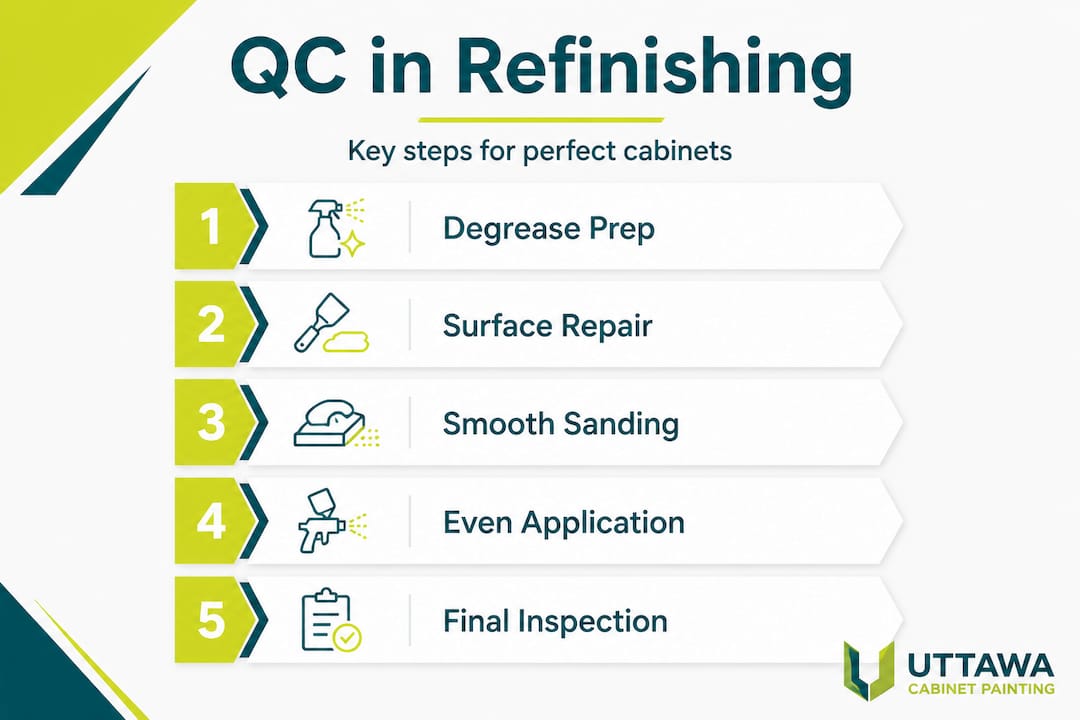 Infographic showing five steps of quality control process