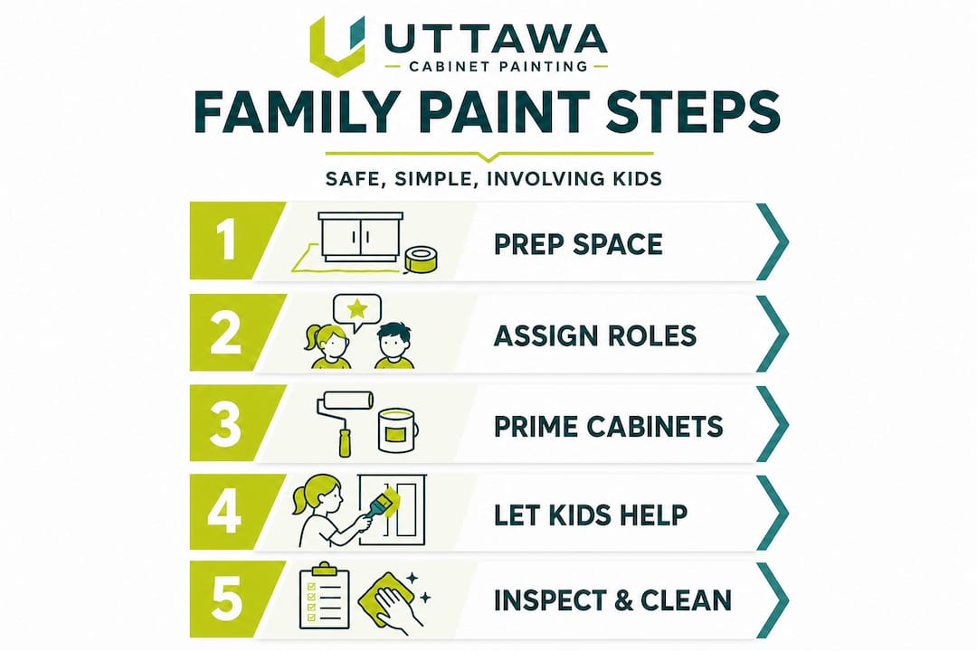 Infographic outlining safe cabinet painting steps