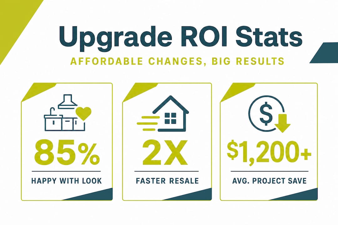 Infographic with three key kitchen upgrade statistics