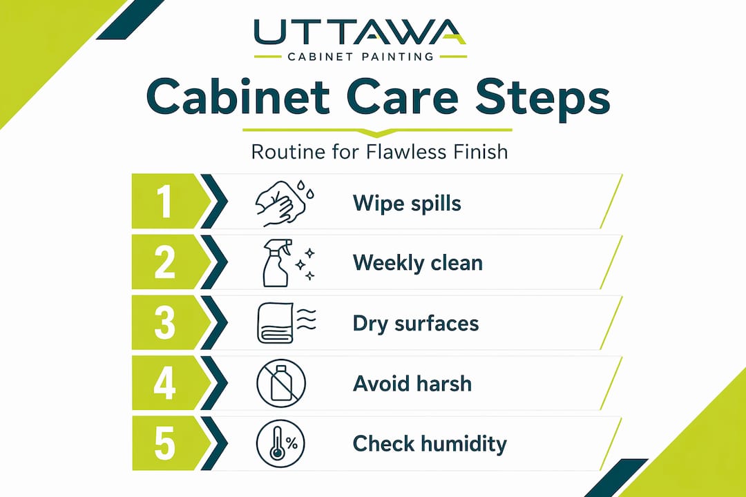Infographic with steps for cabinet care routine