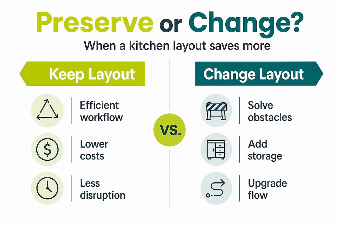 Infographic comparing kitchen layout choices