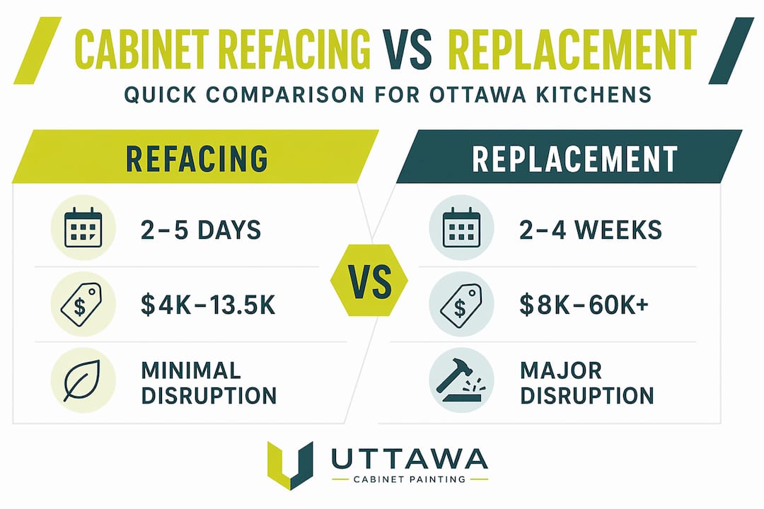 Infographic comparing refacing and replacement cabinets