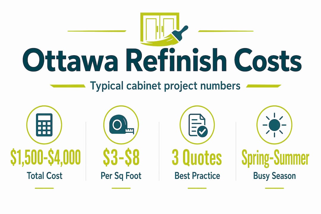 Infographic showing Ottawa cabinet refinishing cost ranges
