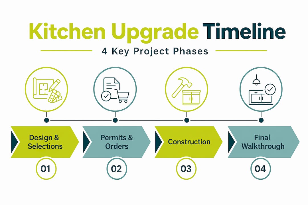 Infographic showing kitchen upgrade timeline and steps
