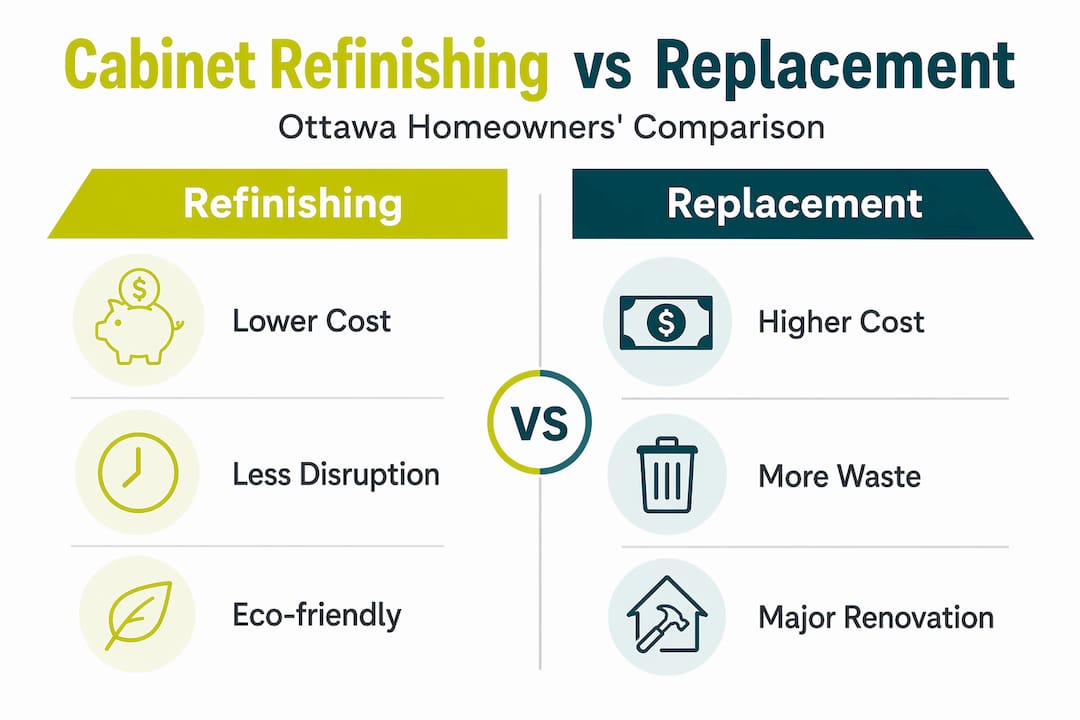 Infographic comparing cabinet refinishing and replacement