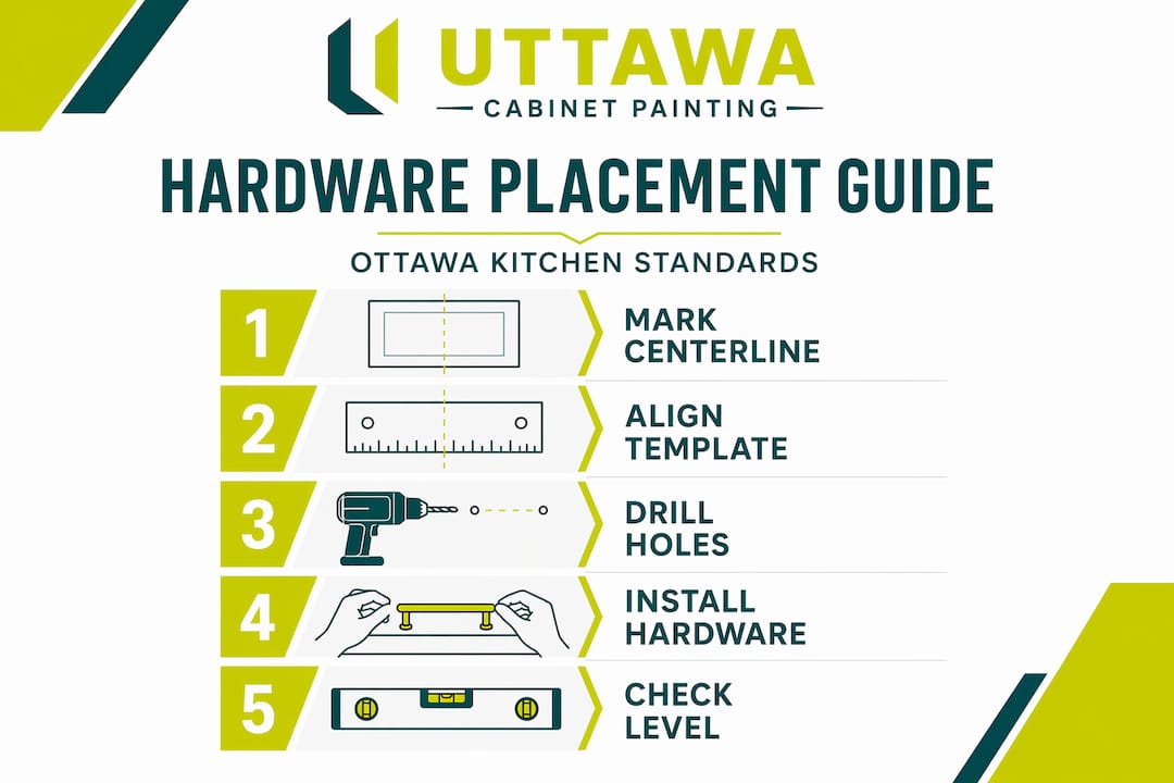 Infographic shows five steps for cabinet hardware placement